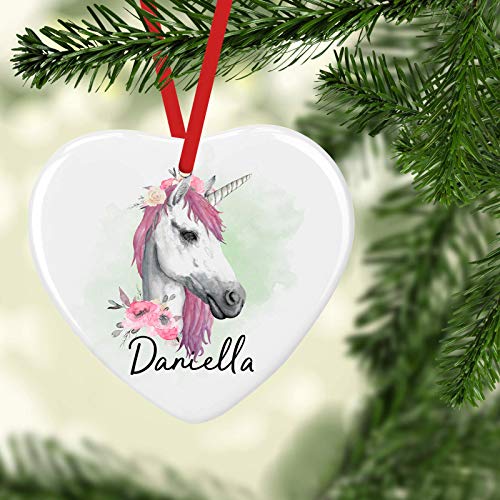 Unicorn Watercolour Personalised Christmas Bauble