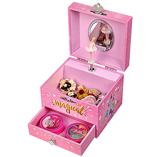 Pink ballerina unicorn jewellery box for girls 
