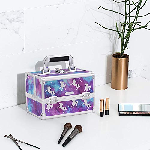 Unicorn Makeup Box | Vanity Case | Cosmetic Organiser | Beauty Box with Mirror and Magnification(5X)