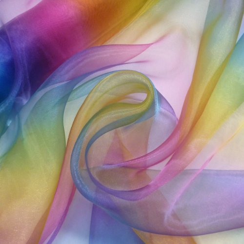 Rainbow Sheer Voile Fabric Shimmery Material