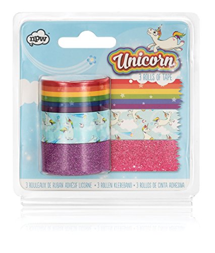 NPW Decorative Novelty Sticky Tape Set - Pack of 3 Unicorn Tapes