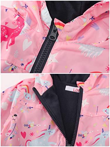 Girls Waterproof Raincoat Set | Outdoor Unicorn Rain Jacket & Trousers | Pink | 2Pcs