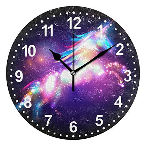 Magical Unicorn Wall Clock | Decorative | Non Ticking | Purple