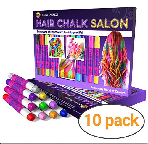 Hair Chalk Gift For Girls | 10 Temporary Washable Hair Dye Colourful | Unicorn Style