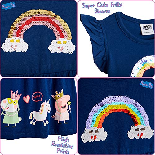 Peppa Pig Girls Dresses 100% Cotton Rainbow Dress - Clothes for Toddlers and Girls for Girls Aged 2 3 4 5 Years Old (2-3 Years, Navy Blue)