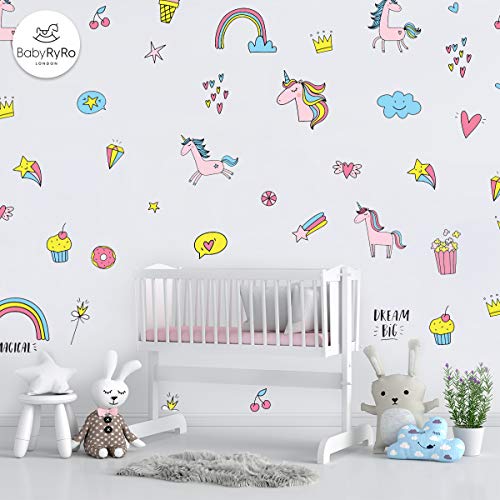 Dream Big | Unicorn Wall Stickers | Hearts, Rainbows, Stars & Clouds | Decal