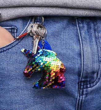 Multicoloured Unicorn Sequined Keyring 