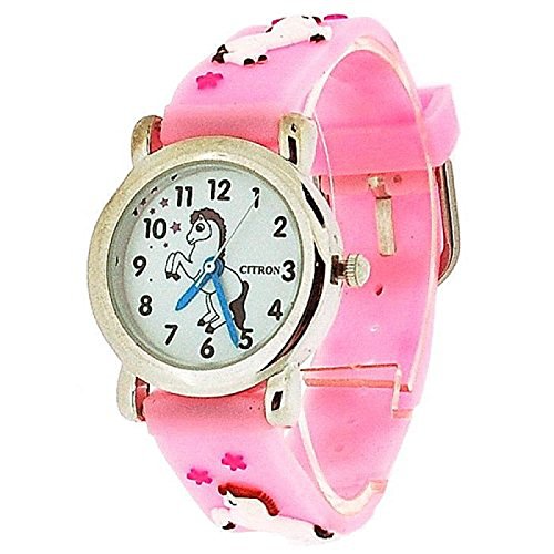 Citron Analogue Girls - Kids Dancing Pony Pink Silicone Strap Watch KID86