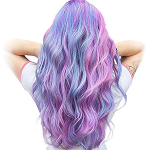 Lilac Unicorn Wig Ombre Long Curly Wavy Synthetic Hair | Fancy Dress Anime Cosplay Party