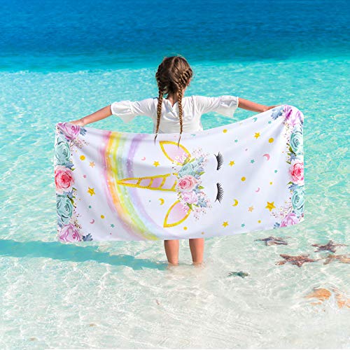 Floral Unicorn Beach Towel | Multicoloured 