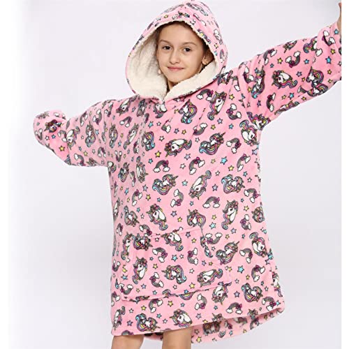 A2Z 4 Kids Girls Boys Oversized Hoodie Unicorn Snuggle Blanket Super Soft Warm Fleece Kangaroo Pocket