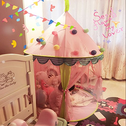 Sonyabecca Girls Play Tent&Princess Castle Portable Playhouse, Pink Pop up tent for Kids Indoor/Outdoor Game