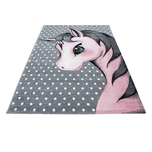 Pink & Grey Unicorn Rug | 120 x 170 cm