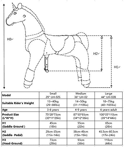 UFREE Unicorn, Action Pony, Ride on Toy, Medium Moving Rocking Horse, Giddyup, Go Go, Pony 36" Unique Gift for Age 4-9 Years (Unicorn with Pink Horn)