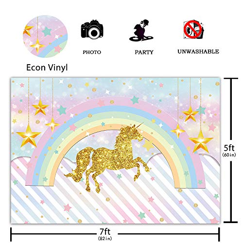 Rainbow Magical Unicorn Backdrop | Girl Birthday Party Photo Background, Photo Booth Studio