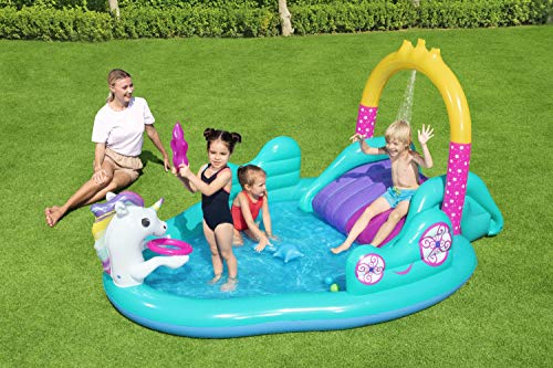 Inflatable Unicorn Paddling Pool With Water Slide 