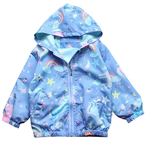 Girls Hooded Rainbow Unicorn Waterproof Jacket | Blue – All Things Unicorn