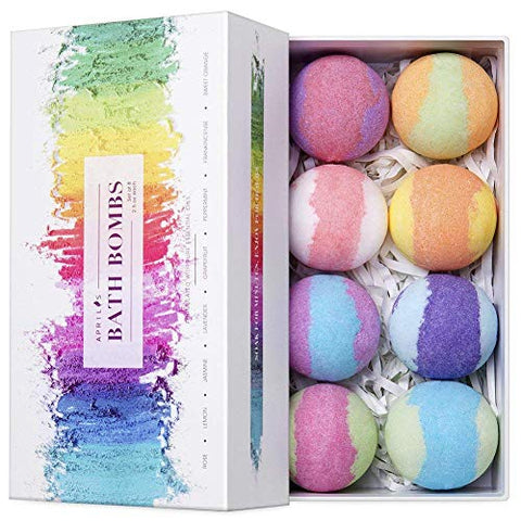 Bath Bomb Gift Set Pack of 8 | Rainbow Colours | Essential Oils 