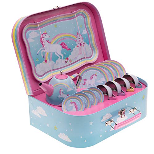 Kids Pretend Unicorn Tea Set With Carry Case