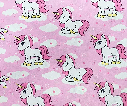 Unicorn Design Fabric | Material | 112 cm | 100% Cotton Poplin | Pink
