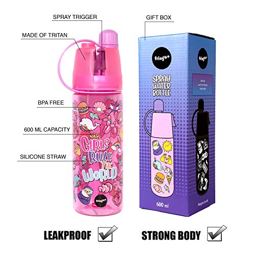 Girls Rule The World Pink Water Bottle | Unicorn 