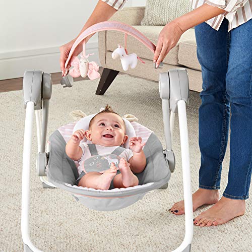 Ingenuity Comfort Go Portable Swing Flora The Unicorn, Pink Newborn  Upwards Gift