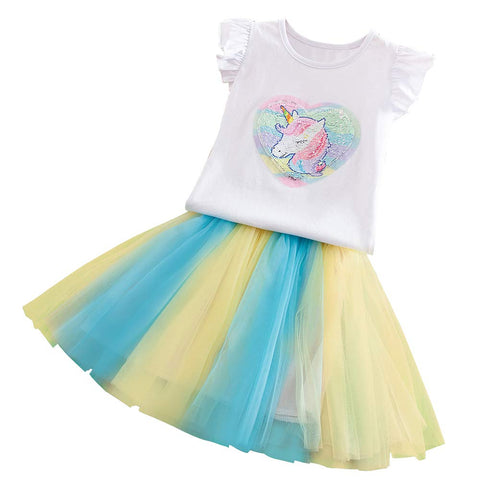 Unicorn Girls Skirt + Top Combinatiom / Dress