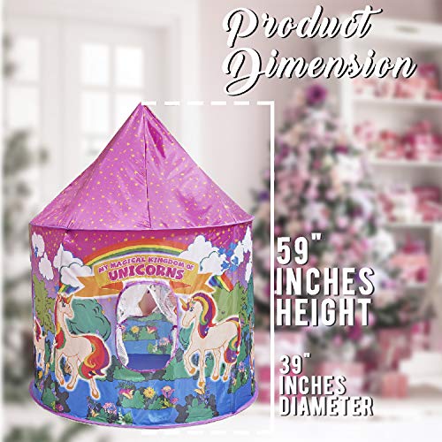 Glittles Unicorn Play Tent Toys for Girls - Magical Unicorn Gifts for Girls- Multicoloured