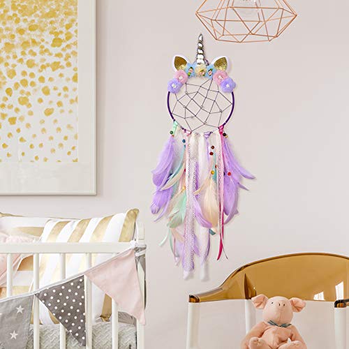 Multicoloured Feathered Unicorn Dreamcatcher 