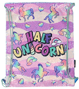 Sequined Unicorn Drawstring PE Kit Bag Swimming Bag