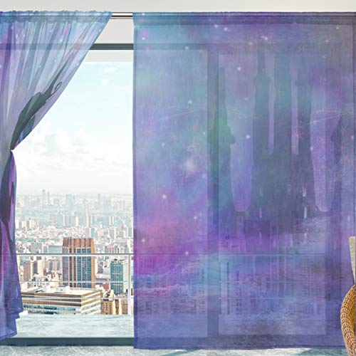 Unicorn and Castle Curtains Voiles 