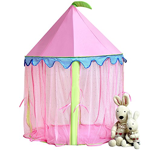 Sonyabecca Girls Play Tent&Princess Castle Portable Playhouse, Pink Pop up tent for Kids Indoor/Outdoor Game