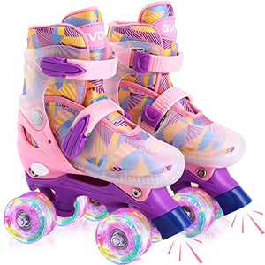 Multi Coloured Roller Skates For Girls | Adjustable | Pink & Purple 
