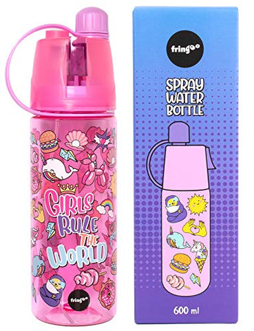 Fringoo | Cute Water Bottle | Perfect for School | Girls Rule | Unicorns 