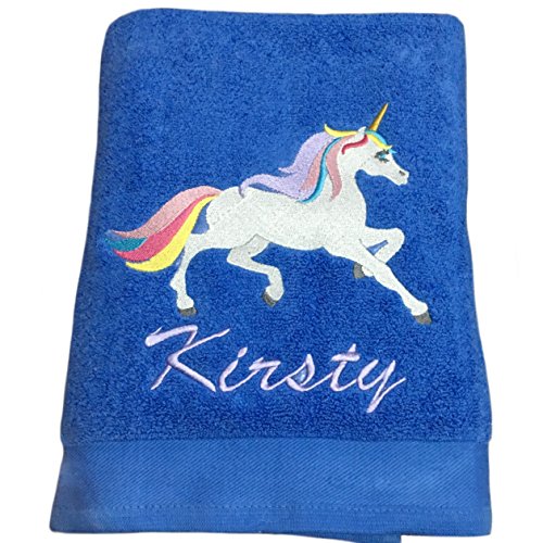 unicorn bath towel blue