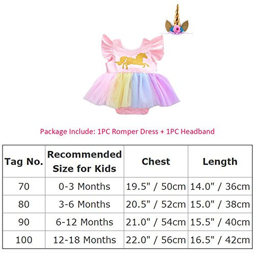 Cute Unicorn First Birthday Outfit | Girls Tutu Romper Dress | Rainbow Skirt