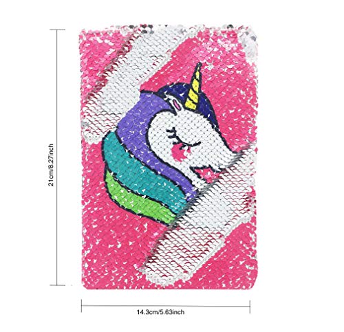 Unicorn Design Reversible Sequin A5 Journal | Pink