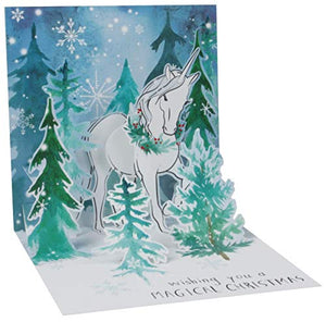 Pop Up 3D Unicorn Christmas Mini Greeting Card 