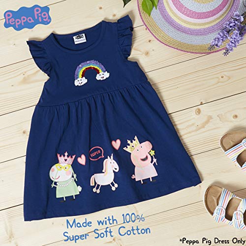 Peppa Pig Girls Dresses 100% Cotton Rainbow Dress - Clothes for Toddlers and Girls for Girls Aged 2 3 4 5 Years Old (2-3 Years, Navy Blue)