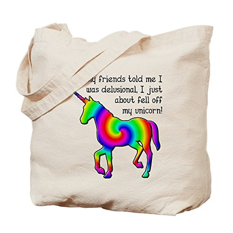 CafePress - Delusional Unicorn Funny T-Shirt - Natural Canvas Tote Bag, Cloth Shopping Bag