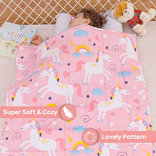 Unicorn Weighted Blanket For Children Teens | 100% Natural Cotton | (1.4 kg, 90x120 cm) | Reduces Kids Anxiety, Insomnia