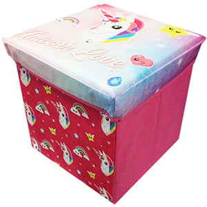 Unicorn Storage Ottoman- Red Toy Box