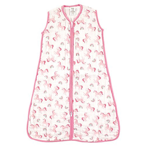 Baby Girls' Cotton Sleeping Bag Unicorns Muslin 1-Pack, 12-18 Months | Pink