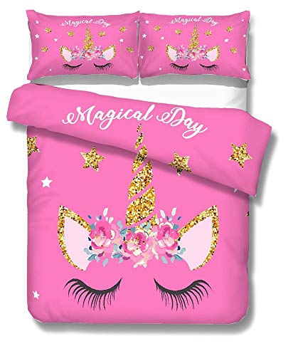 Magical Day - Unicorn Duvet Cover - Pink - Queen Sized