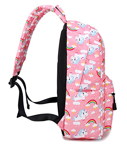 Lightweight Unicorn Rainbows Backpacks Girls School Bags Kids Bookbags (Pink)