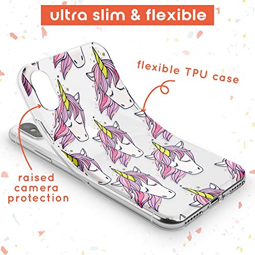 Cute Unicorn Phone Case for iPhone X/iPhone XS/iPhone 10 | Clear Ultra Slim Lightweight Gel Silicone TPU Protective Cover | Cute Summer Pattern Fruit Food