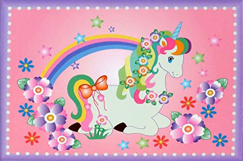 Mele & Co. Girls Pink Musical Unicorn Jewellery Box with Flower & Rainbow Design Multicolour-Children
