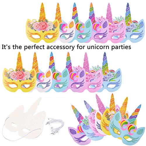 12 Pieces Unicorn Fancy Dress Masks 