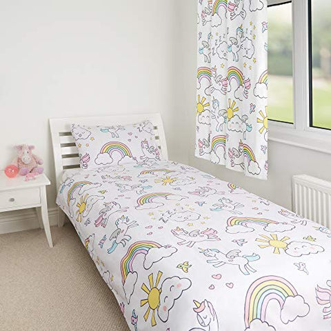 Unicorn Children's Girls Reversible Single Bed Duvet Cover & Matching Pillowcase