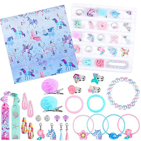 Unicorn Gifts & Surprises Advent Calendar | For Girls | Hair Accessories, Jewellery